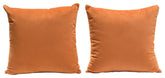 Set of (2) 16" Square Accent Pillows in Rust Orange Velvet By Diamond Sofa